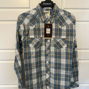 Ariat Blue and White Casual Button Down Shirt